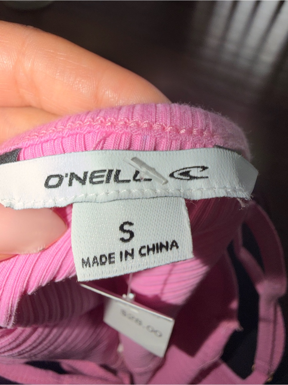 O'Neill Pink Ribbed Ruched Cropped Camisole - Picture 3 of 3